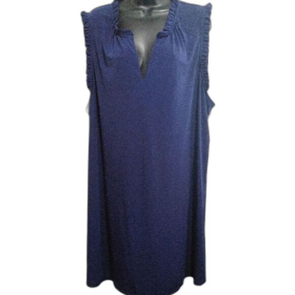 Michael Michael Kors Sleeveless Navy Blue Dress Size 3X with Ruffle Trim Minimal - Picture 1 of 13
